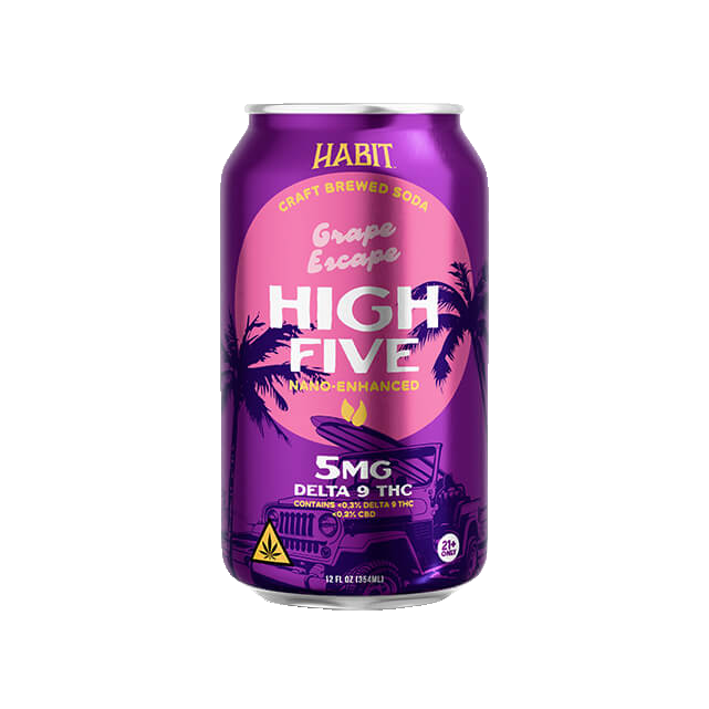 Habit High Five Grape Escape 5MG Delta 9 THC Soda